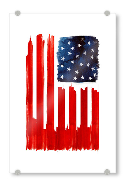 Acrylglasbild "Stars and Buildings" artboxONE - Tiere - Usa,Flagge,Gebäude