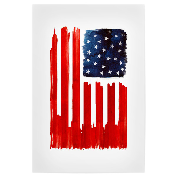 Poster "Stars and Buildings" artboxONE - Tiere - Usa,Flagge,Gebäude
