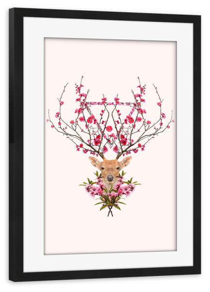 Poster mit Rahmen schwarz "Spring Deer" artboxONE - Tiere - Hirsch