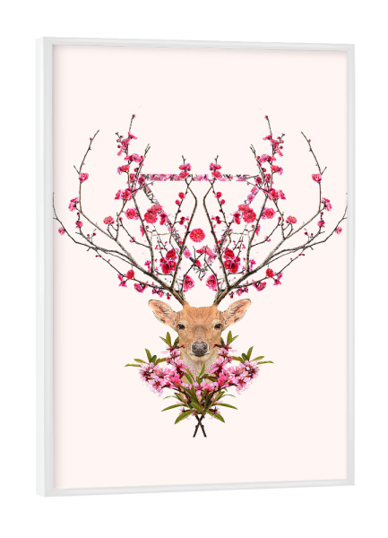 Poster mit weißem Rahmen "Spring Deer" artboxONE - Tiere - Hirsch