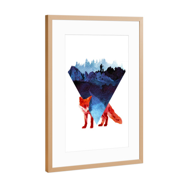 Poster mit Rahmen Kupfer "Risky Road" artboxONE - Tiere - Fuchs,Wald