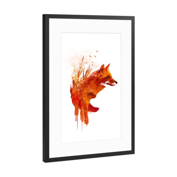 Poster mit Rahmen Schwarz (Metallic) "Plattensee Fox" artboxONE - Tiere - Fox
