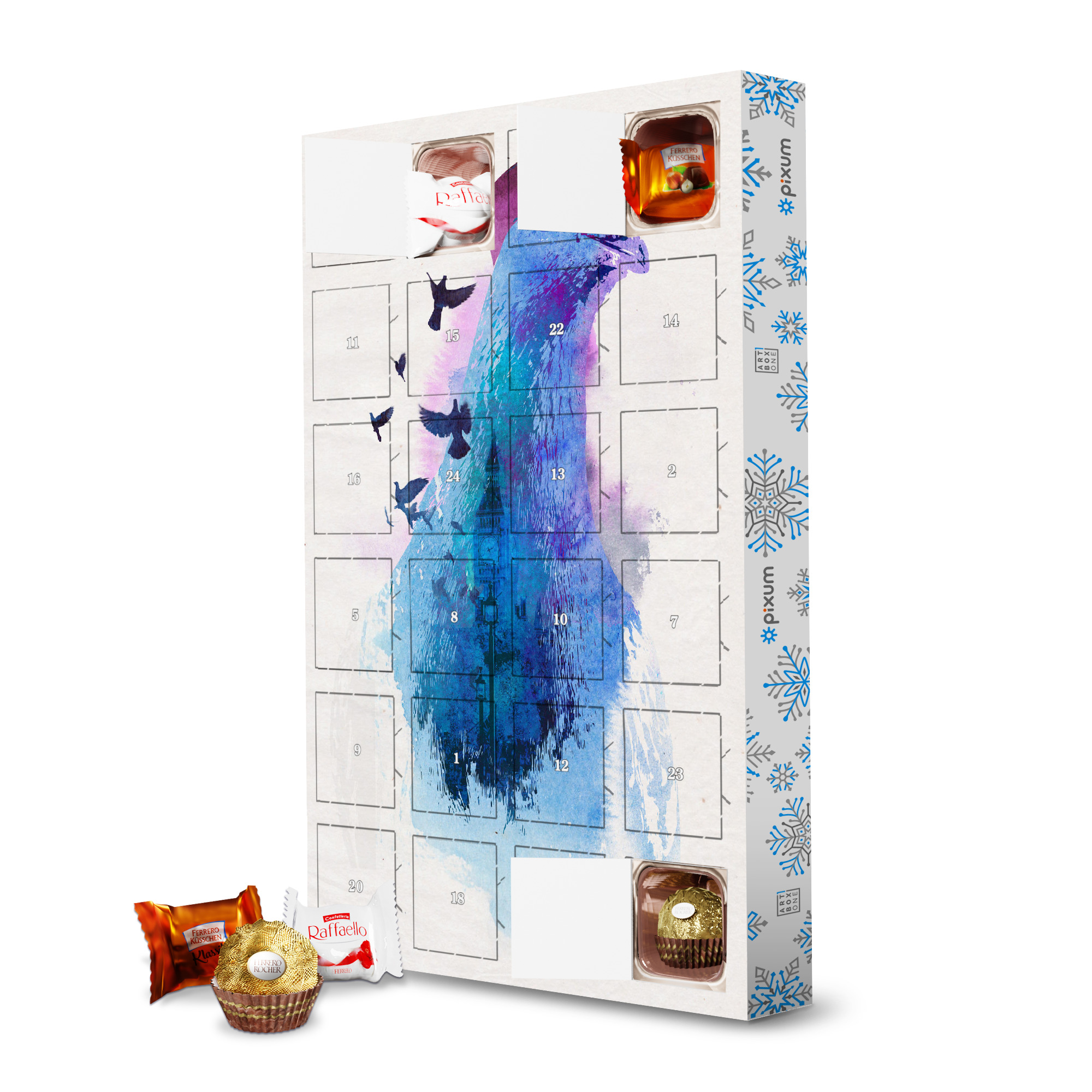 Adventskalender mit Ferrero Pralinen Pigeon of London artboxONE Adventskalender Tiere