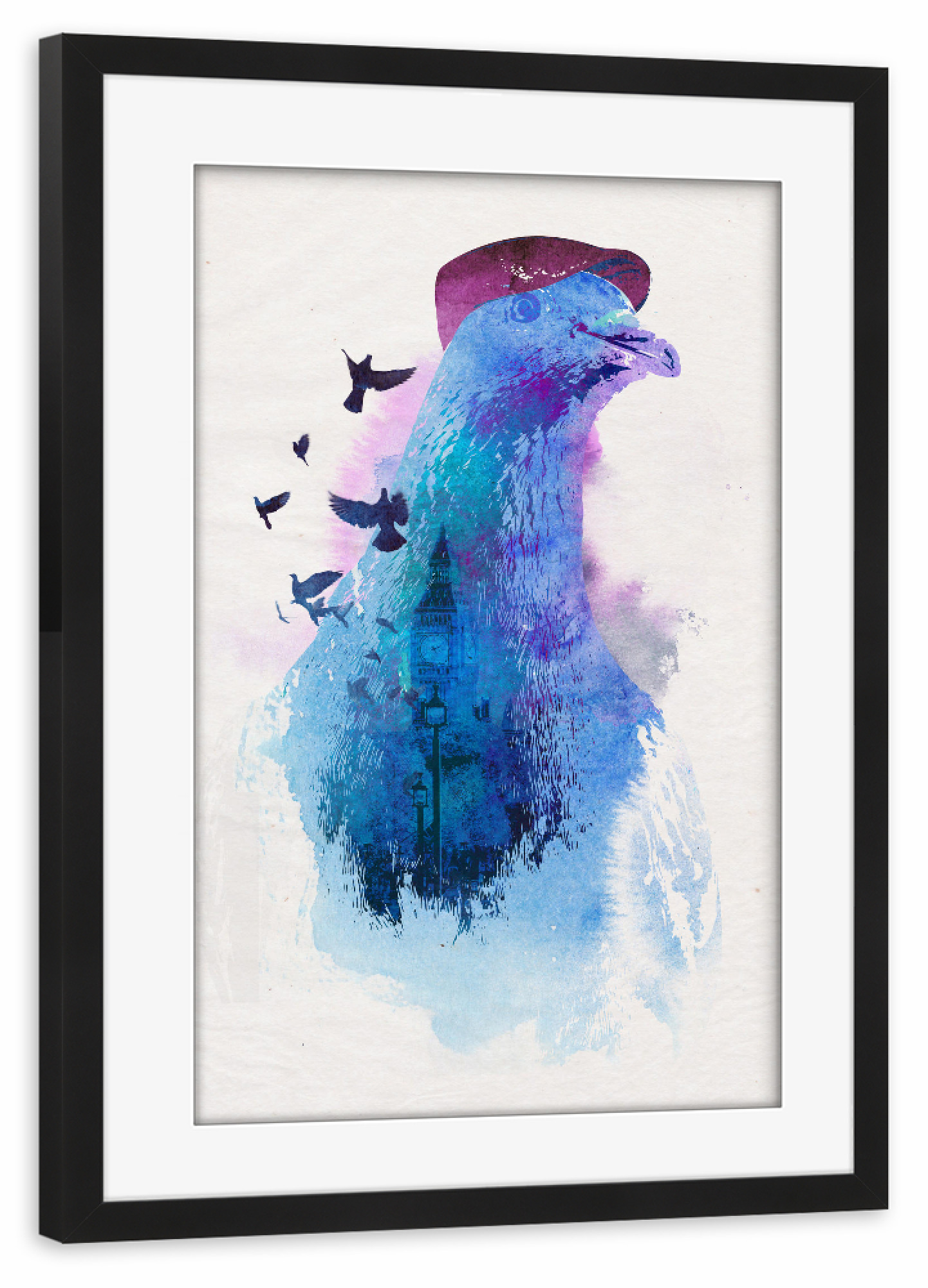 Poster mit Rahmen schwarz "Pigeon of London" artboxONE - Tiere - Pigeon
