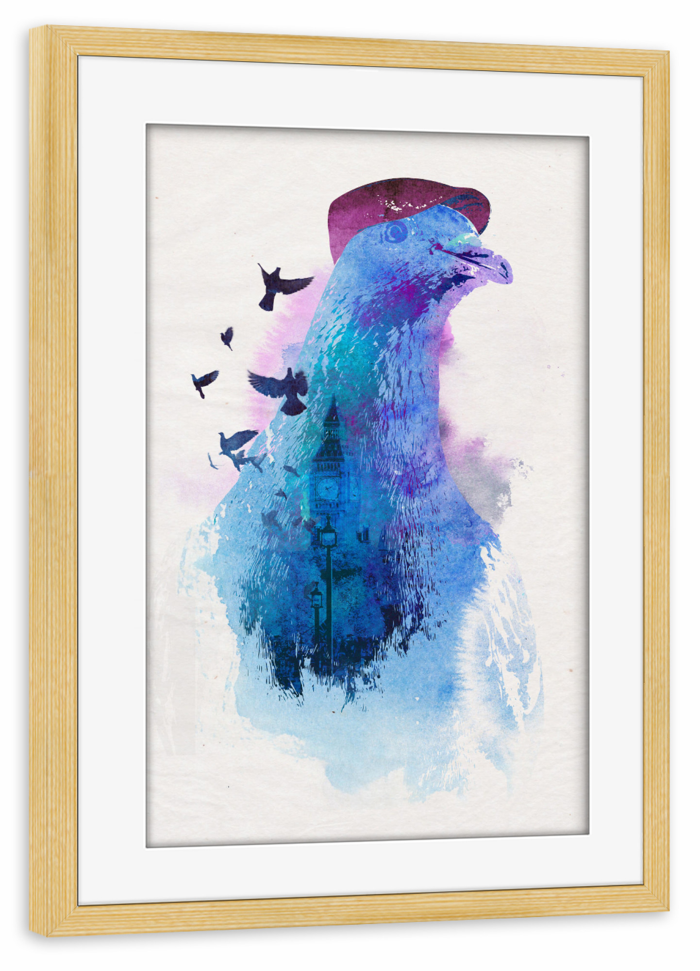 Poster mit Rahmen kiefer "Pigeon of London" artboxONE - Tiere - Pigeon