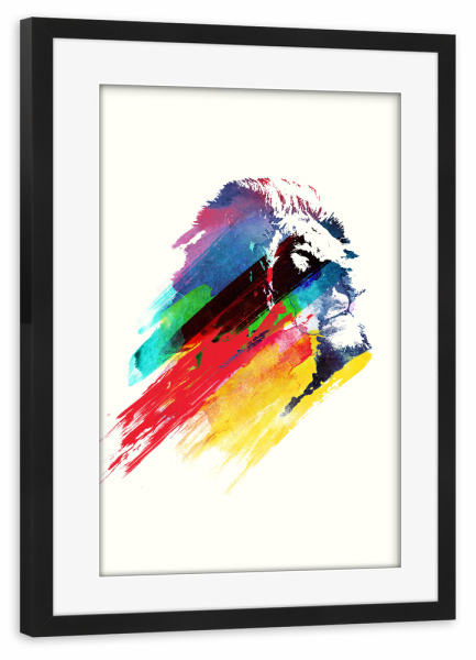 Poster mit Rahmen schwarz "Our hero lion" artboxONE - Tiere - Lion