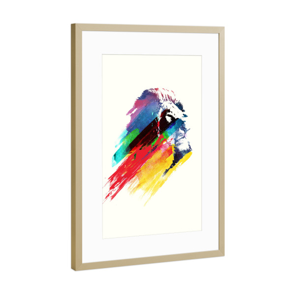 Poster mit Rahmen Gold "Our hero lion" artboxONE - Tiere - Lion