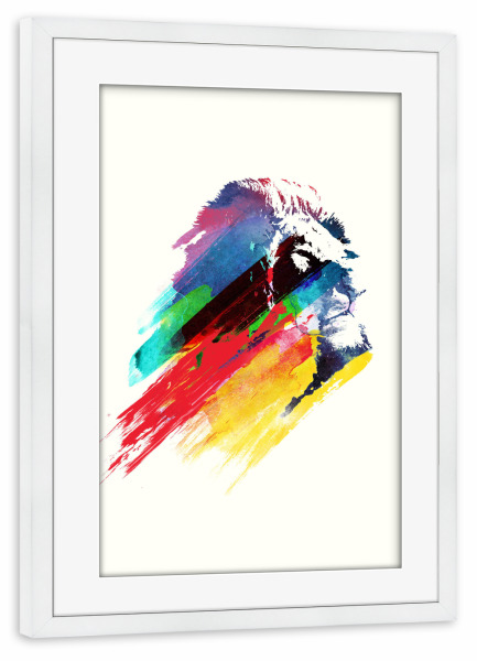 Poster mit Rahmen weiß "Our hero lion" artboxONE - Tiere - Lion
