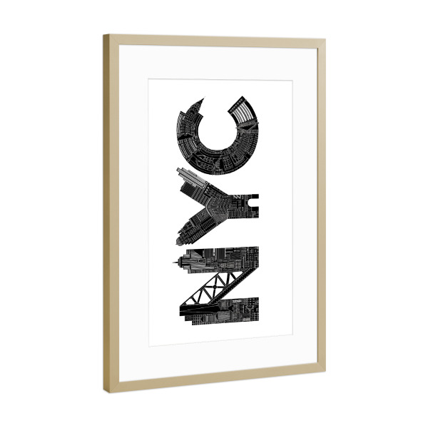 Poster mit Rahmen Gold "NYC" artboxONE - Städte - New york