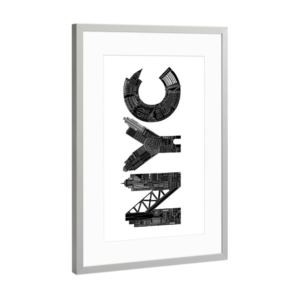 Poster mit Rahmen Silber "NYC" artboxONE - Städte - New york