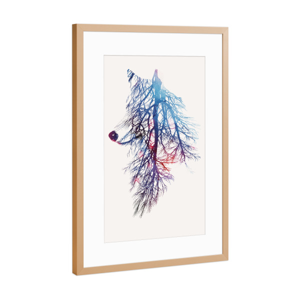 Poster mit Rahmen Kupfer "My roots" artboxONE - Tiere - Wurzel,Wolf