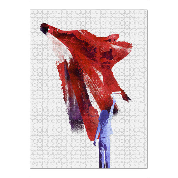 Puzzle Ravensburger "My only friend" artboxONE - Tiere,Schwarzweiß - Kind,Fuchs - Bild Kind