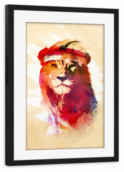 Poster mit Rahmen schwarz "Gym lion" artboxONE - Tiere - Lion