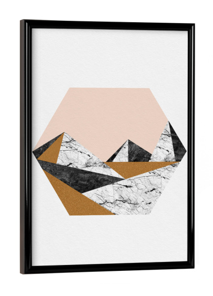 Poster mit schwarzem Rahmen "Geo Landscape Hexagon" artboxONE - Natur,Abstrakt,Geometrie,Marmor