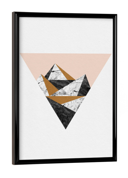 Poster mit schwarzem Rahmen "Geo Landscape Triangle" artboxONE - Natur,Abstrakt,Geometrie,Marmor