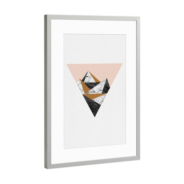 Poster mit Rahmen Silber "Geo Landscape Triangle" artboxONE - Natur,Abstrakt,Geometrie,Marmor
