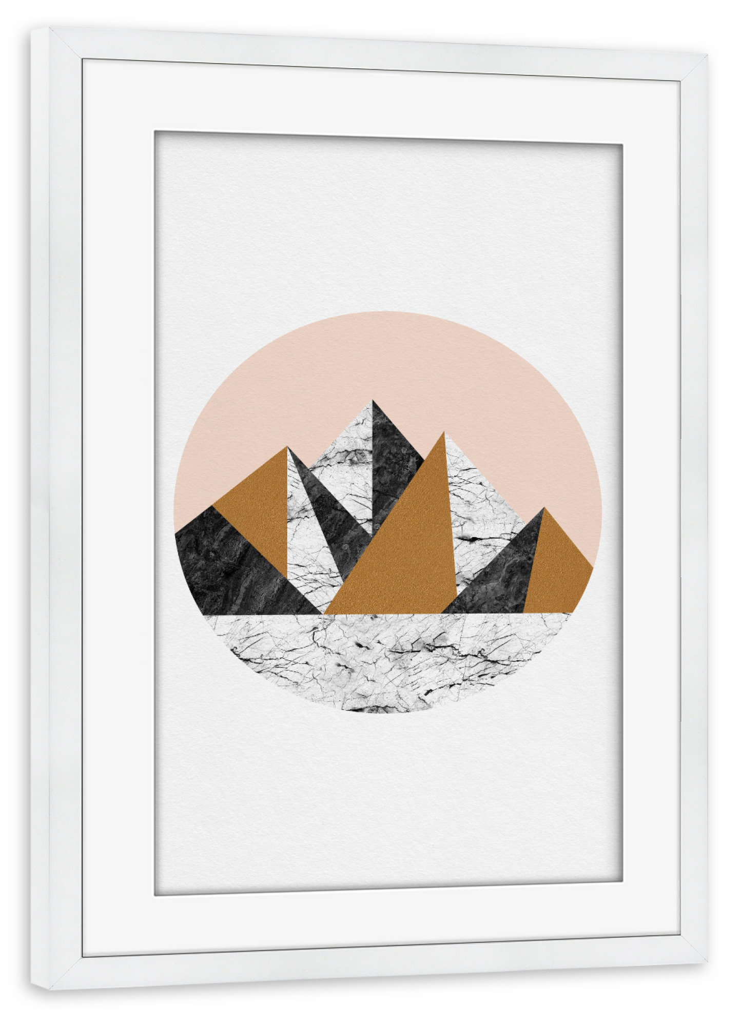 Poster mit Rahmen weiß "Geo Landscape Circle" artboxONE - Natur,Abstrakt,Geometrie,Marmor