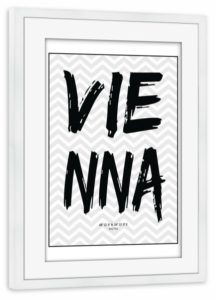 Poster mit Rahmen weiß "Vienna Switzerland" artboxONE - Städte / Wien - Vienna,Switzerland