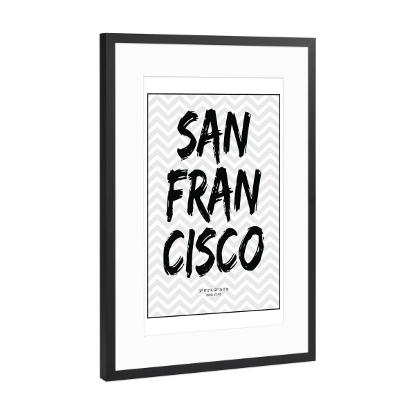 Poster mit Rahmen Schwarz (Metallic) "San Francisco California" artboxONE - Städte / San Francisco - San francisco,California