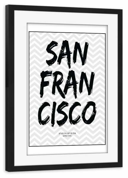 Poster mit Rahmen schwarz "San Francisco California" artboxONE - Städte / San Francisco - San francisco,California