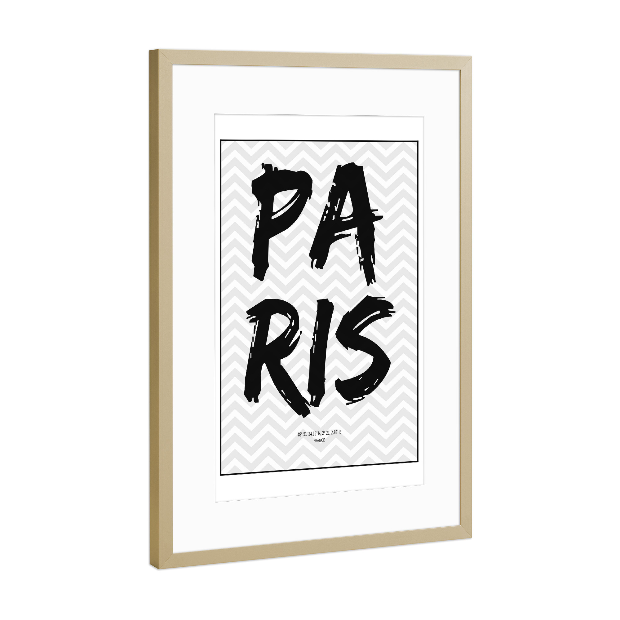 Poster mit Rahmen Gold "Paris France" artboxONE - Schwarzweiß,Städte / Paris - Paris,France,Frankreich
