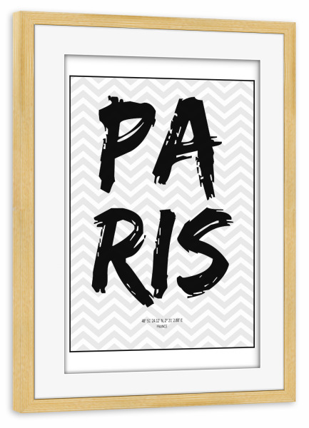 Poster mit Rahmen kiefer "Paris France" artboxONE - Schwarzweiß,Städte / Paris - Paris,France,Frankreich