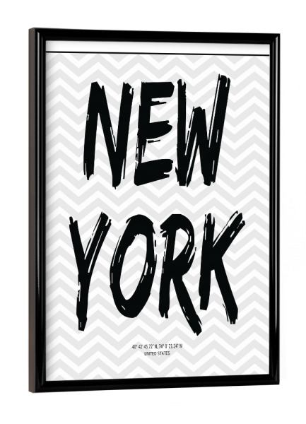 Poster mit schwarzem Rahmen "New York Map LOVE" artboxONE - Städte / New York,Schwarzweiß - New york,Big apple,Usa