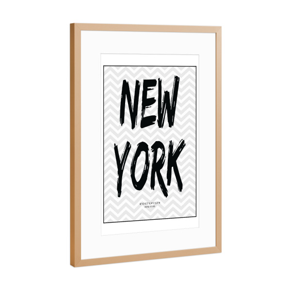 Poster mit Rahmen Kupfer "New York Map LOVE" artboxONE - Städte / New York,Schwarzweiß - New york,Big apple,Usa