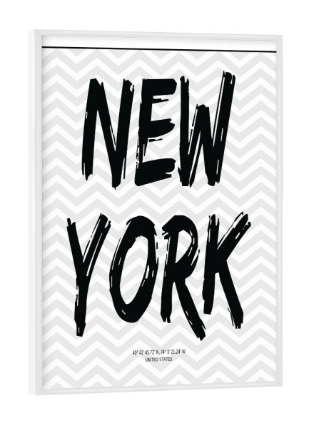 Poster mit weißem Rahmen "New York Map LOVE" artboxONE - Städte / New York,Schwarzweiß - New york,Big apple,Usa