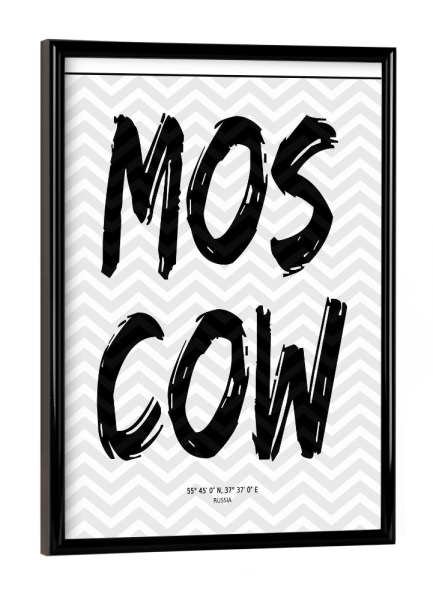 Poster mit schwarzem Rahmen "Moscow Russia" artboxONE - Städte,Schwarzweiß - Moscow,Russia