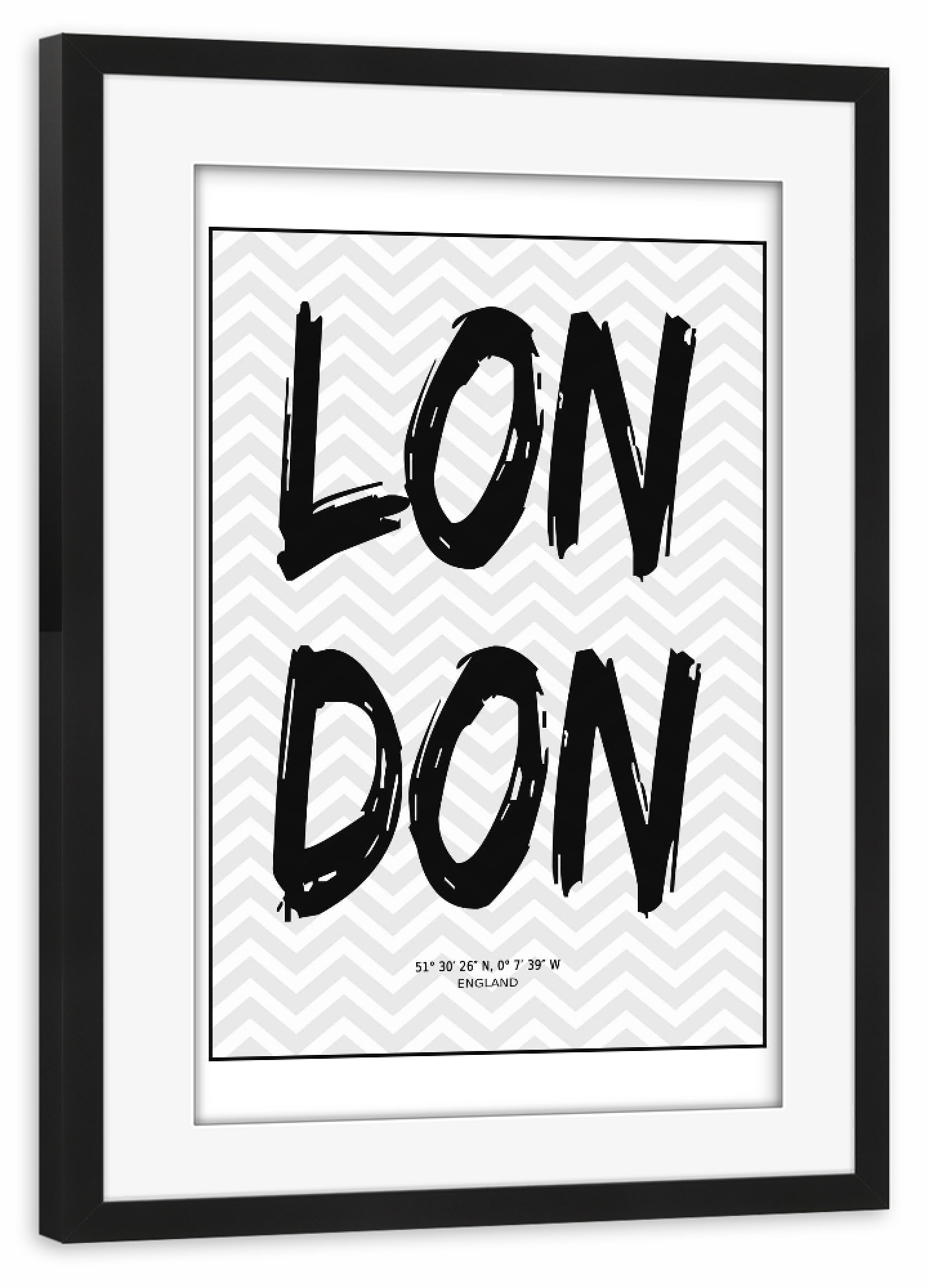 Poster mit Rahmen schwarz "London England Map" artboxONE - Städte / London,Schwarzweiß - London,England,Travel,City