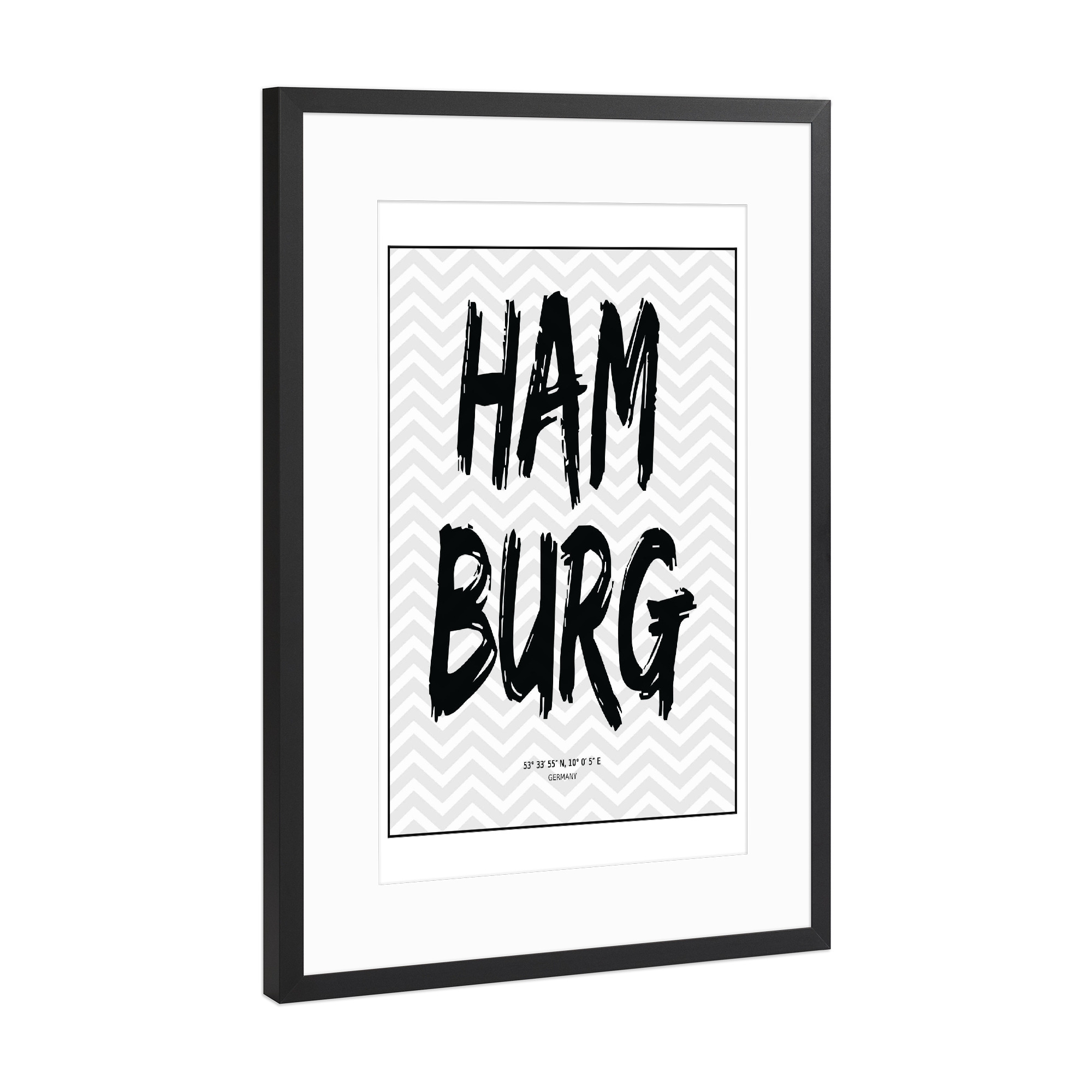 Poster mit Rahmen Schwarz (Metallic) "Hamburg Germany" artboxONE - Städte / Hamburg - Hamburg,Germany,Typographic,Travel,City