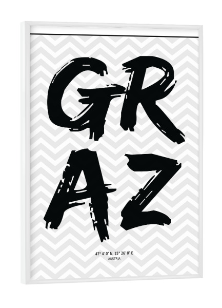 Poster mit weißem Rahmen "Graz Austria" artboxONE - Städte,Schwarzweiß - Graz,Austria