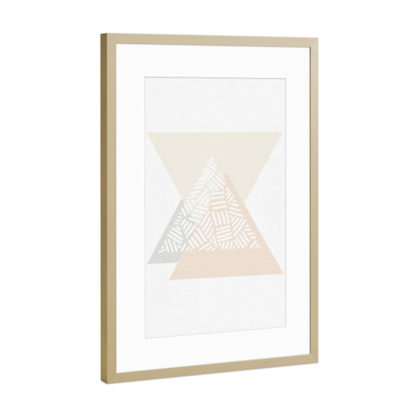 Poster mit Rahmen Gold "Blush Triangles" artboxONE - Abstrakt,Geometrie,Geometrie,Retro