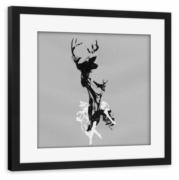 Poster mit Rahmen schwarz "Last time I was a deer" artboxONE - Tiere - Deer,Girl