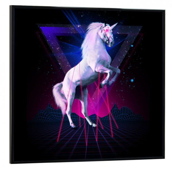 Poster mit schwarzem Rahmen 30x30 cm "Last laser unicorn" artboxONE - Tiere - Unicorn