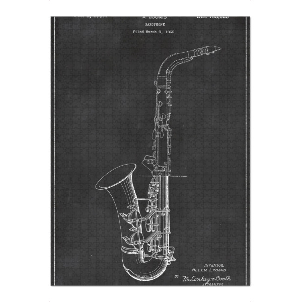 Puzzle Ravensburger "Saxophon patent" artboxONE - Schwarzweiß,Musik - Saxophon,Patent,Jahrgang,Retro,Musik,Musikinstrument,Jazz,Blues
