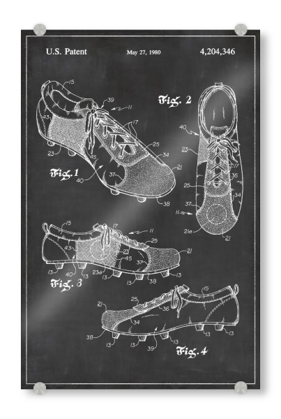 Acrylglasbild "Fußballschuhe patent" artboxONE - Schwarzweiß,Sport,Retro,Sport / Fußball