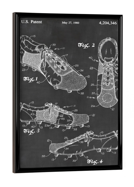 Poster mit schwarzem Rahmen "Fußballschuhe patent" artboxONE - Schwarzweiß,Sport,Retro,Sport / Fußball
