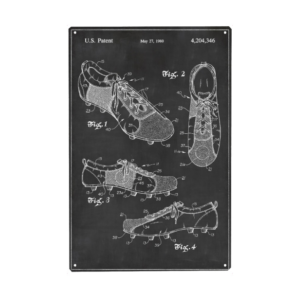 Metall Poster "Fußballschuhe patent" artboxONE - Schwarzweiß,Sport,Retro,Sport / Fußball