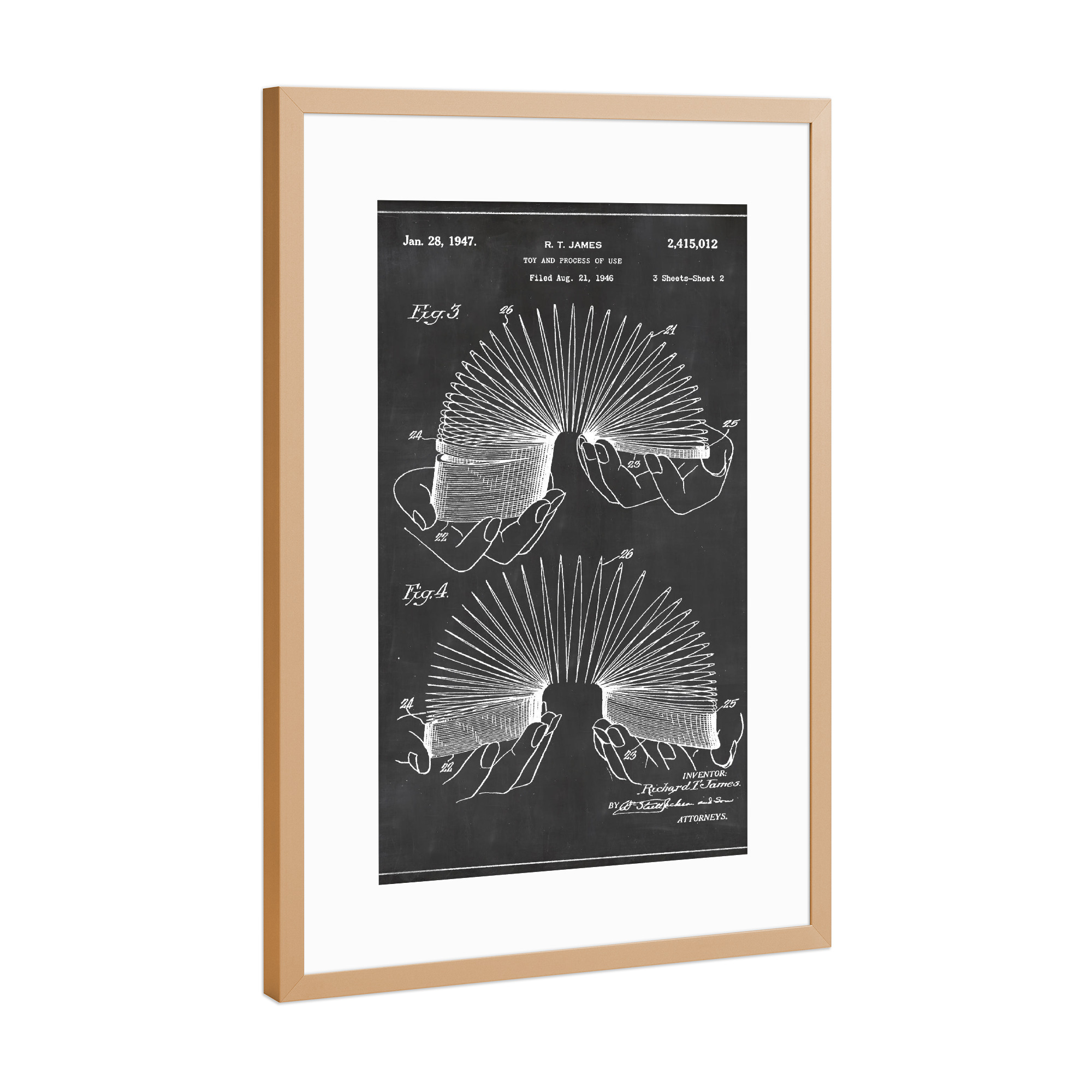 Poster mit Rahmen Kupfer "Slinky patent" artboxONE - Für Kinder,Für Kinder,Schwarzweiß,Retro