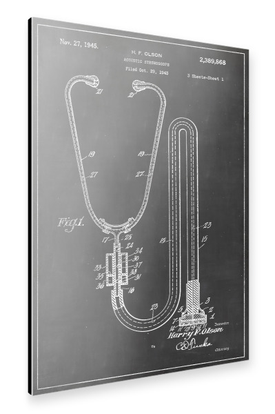 Alu-Dibond "Stethoskop patent" 30x20 cm artboxONE