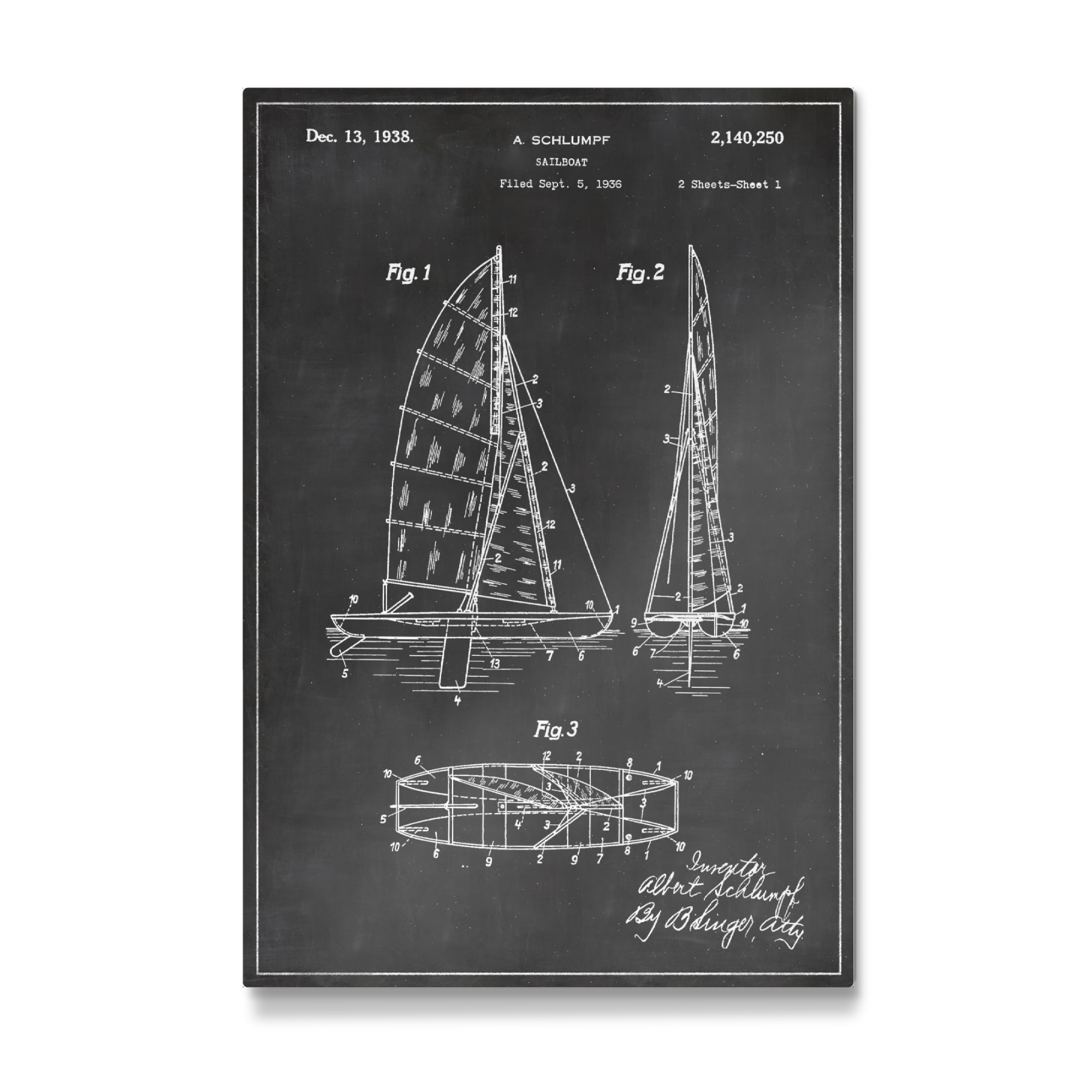 Galerie-Print "Segelboot patent" 75x50 cm artboxONE
