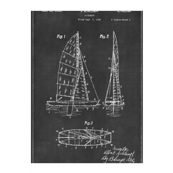 Puzzle Ravensburger "Segelboot patent" artboxONE - Reise,Schwarzweiß,Reise / Strand und Meer,Retro