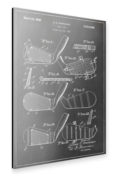 Alu-Dibond "Golfschläger patent" 30x20 cm artboxONE