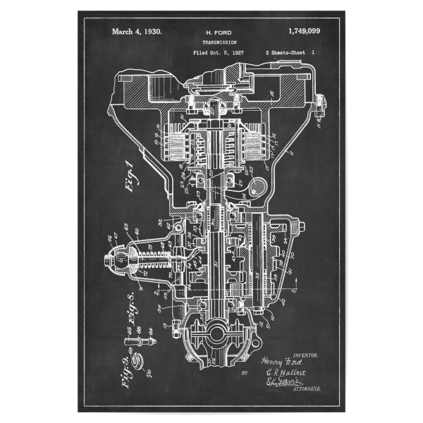 Poster 30x20 cm "Pkw-Getriebe" artboxONE - Schwarzweiß,Automobile,Retro - Pkw-getriebe,Retro,Automobile,Vintage,Patent
