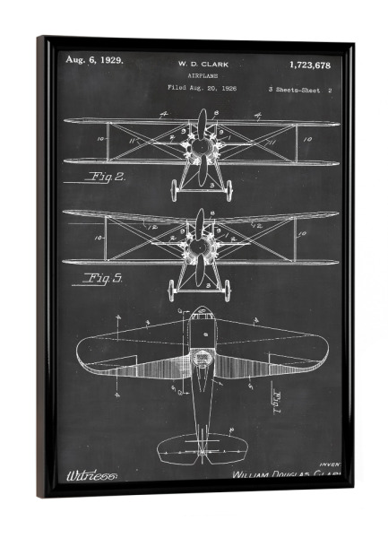 Poster mit schwarzem Rahmen "Retro Flugzeug patent" artboxONE - Schwarzweiß,Retro - Retro,Flugzeug,Patent,Vintage