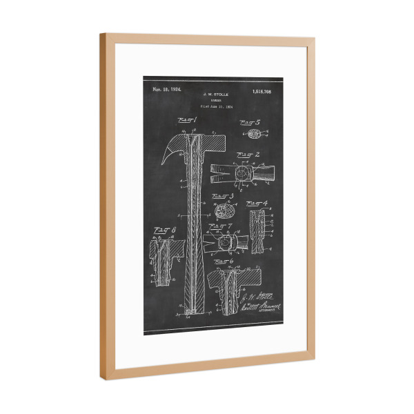 Poster mit Rahmen Kupfer "Hammer patent" artboxONE - Schwarzweiß,Retro - Hammer,Patent,Retro,Vintage