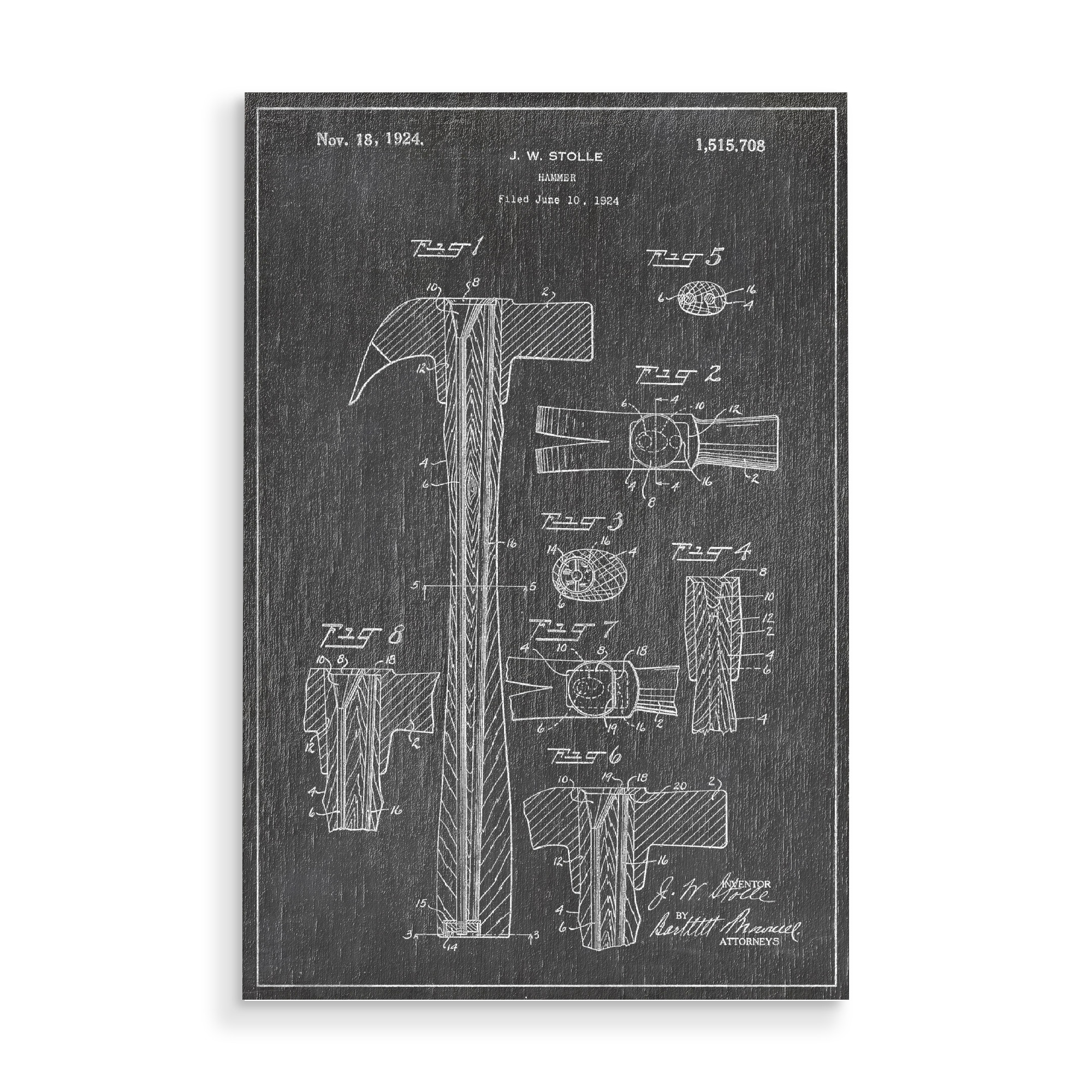 Holzbild "Hammer patent" artboxONE - Schwarzweiß,Retro - Hammer,Patent,Retro,Vintage