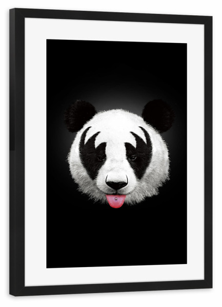 Poster mit Rahmen schwarz "Kiss of a panda" artboxONE - Film,Tiere - Panda,Kiss